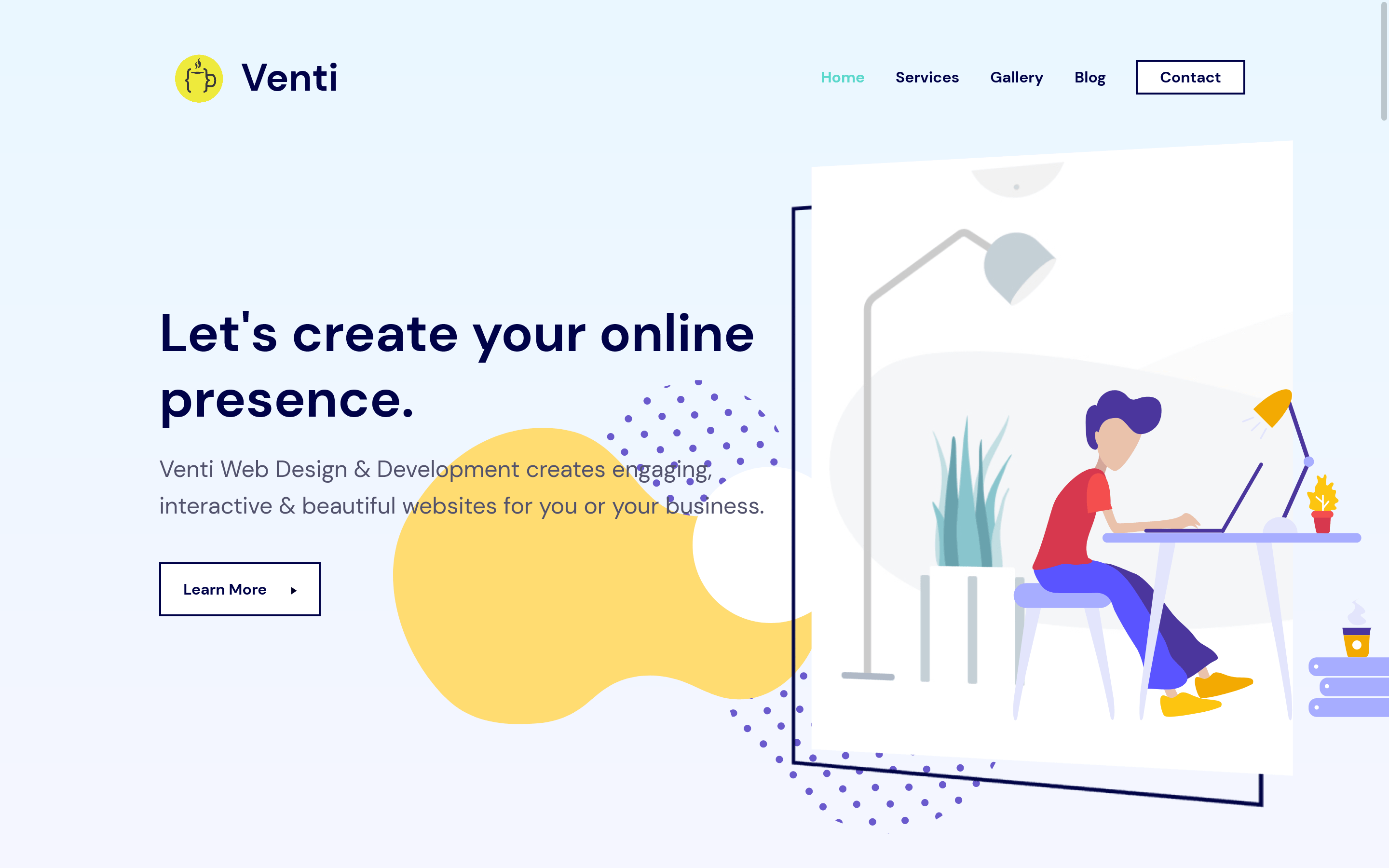 A screenshot of the Venti website homepage